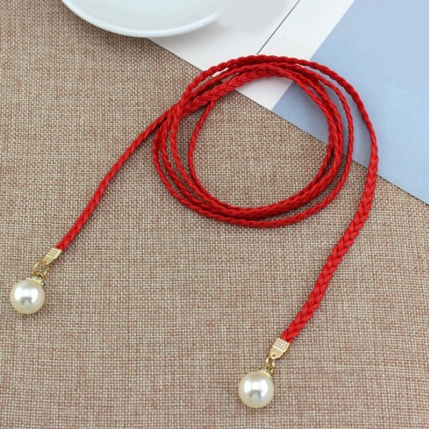 Damesriem met parel rood