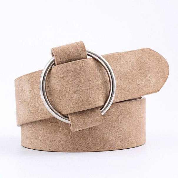 Damesriem met ronde gesp L54 Beige