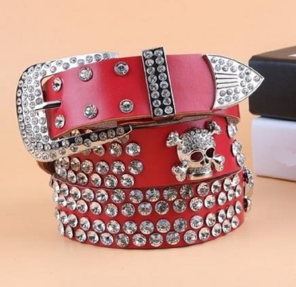 Damesriem met schedel rood