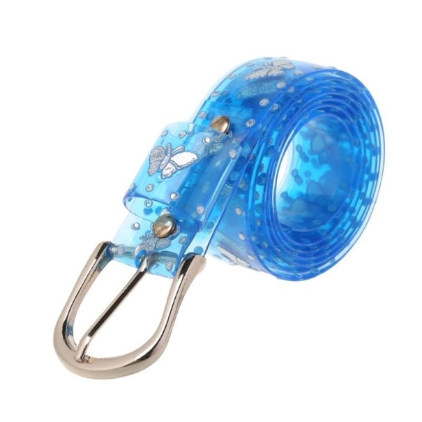 Damesriem met vlinders blauw