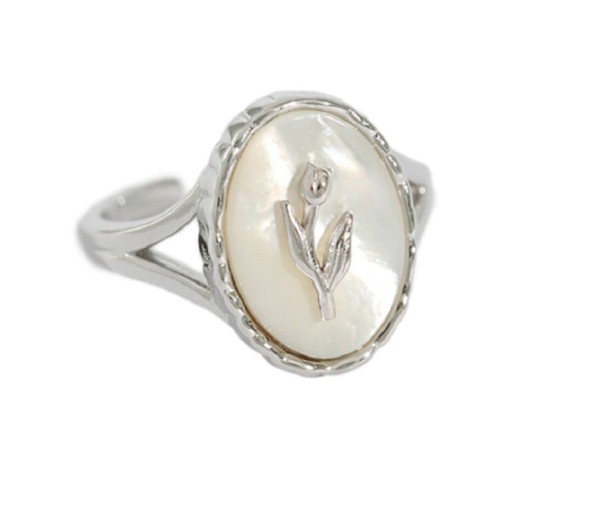 Damesring met bloem D1962 zilver