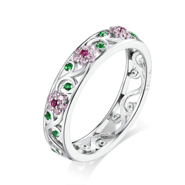 Damesring met bloemen D1237 6