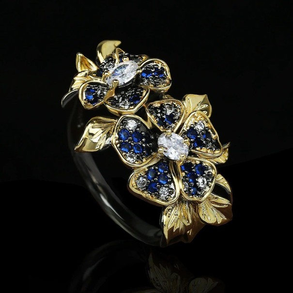 Damesring met bloemen D1574 8