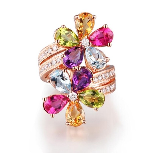 Damesring met bloemen D2917 6