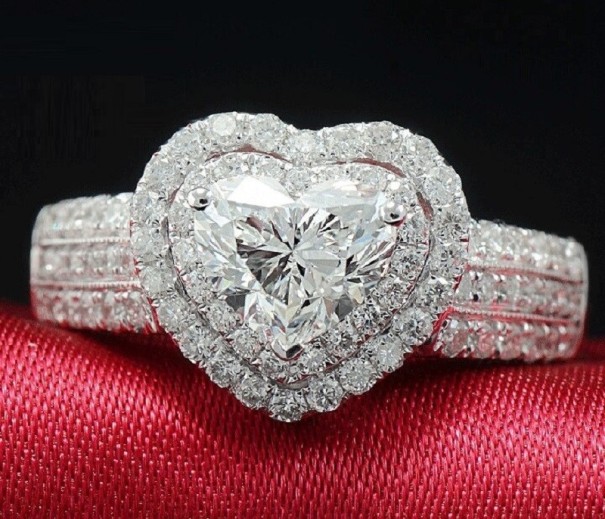 Damesring met hart D1743 wit 9