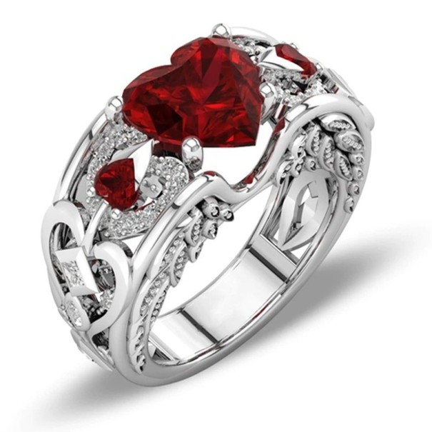 Damesring met hart D2516 rood 7