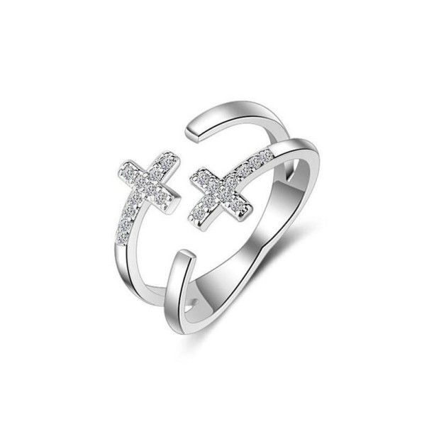 Damesring met kruis zilver
