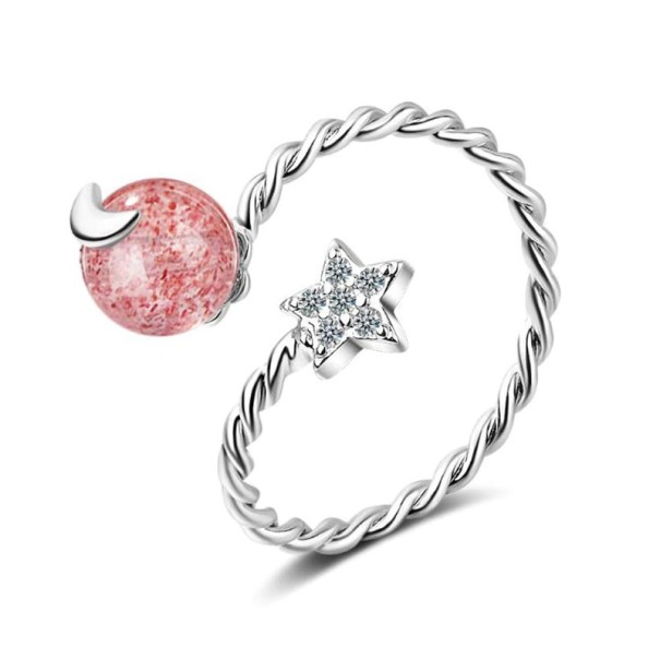 Damesring met maan D2278 roze