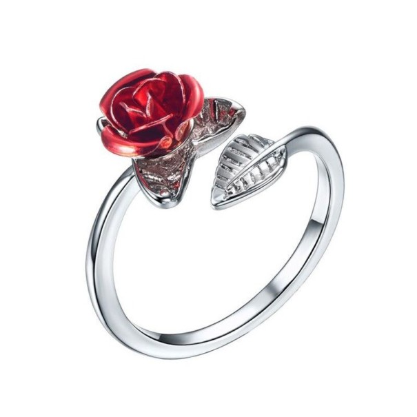 Damesring met roos D2608 zilver