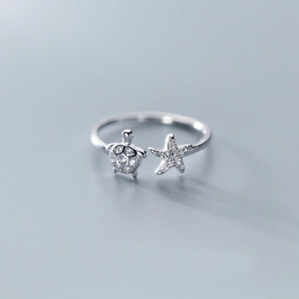 Damesring met schildpad zilver