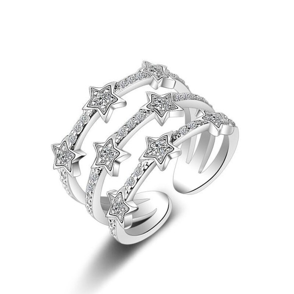 Damesring met sterren zilver