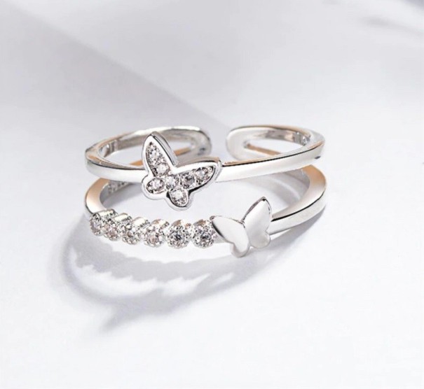 Damesring met vlinders D1990 zilver