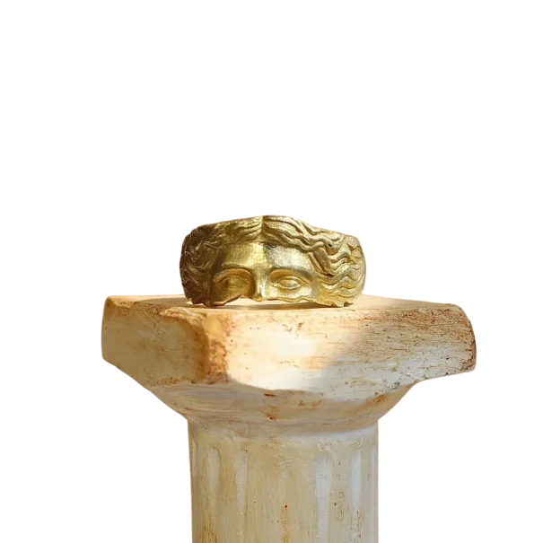 Damesring verstelbare open maat Koperlegering gouden Plastisch reliëf ogen van godin Venus Minimalistisch glad ontwerp 1