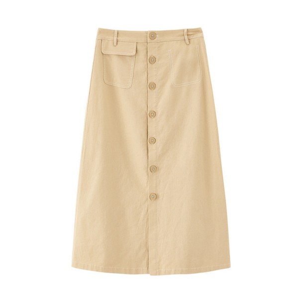Damesrok met knopen A1593 beige M