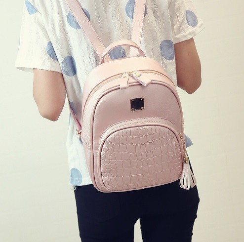 Damesrugzak Preppy stijl J1824 oudroze