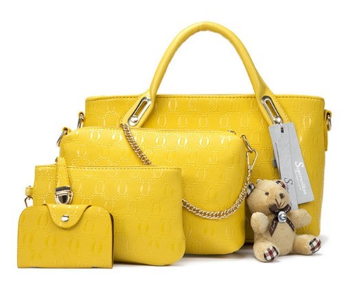 Damesset - Handtas, clutch, portemonnee, ID-hoesje geel