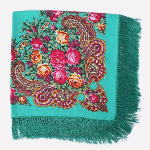 Damessjaal met bloemen J3277 groen