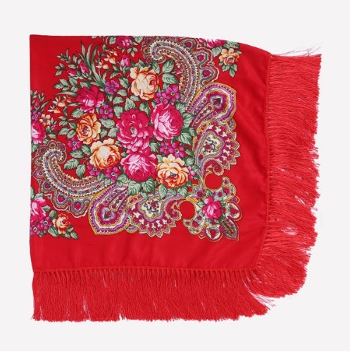 Damessjaal met bloemen J3277 rood