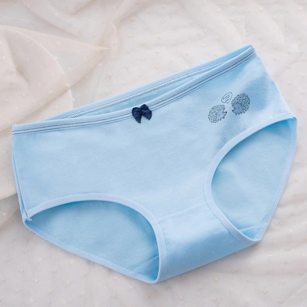 Damesslip met egelprint blauw XS