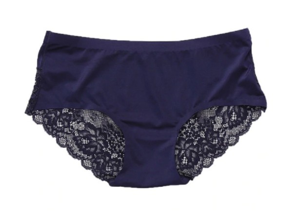 Damesslip met kant donkerblauw XS