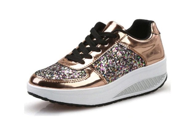Damessneakers met pailletten goud 40