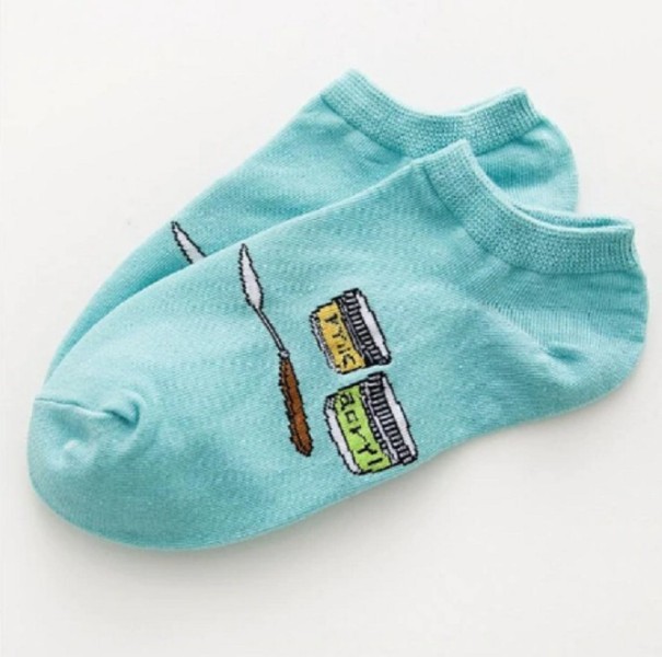 Damessokken met afbeeldingen turquoise