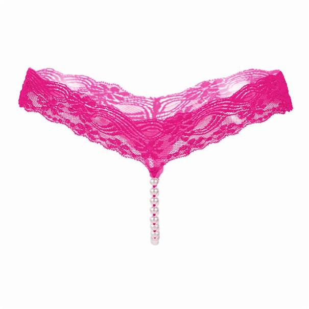 Damesstring met parels donkerroze