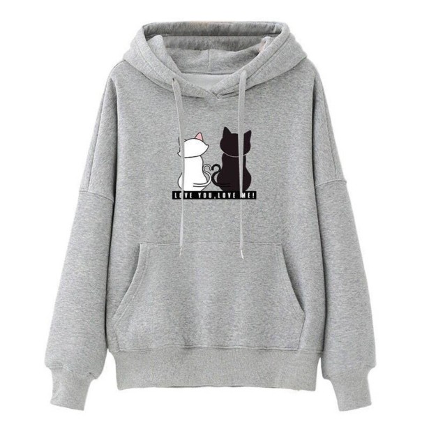 Damessweater met katten grijs M