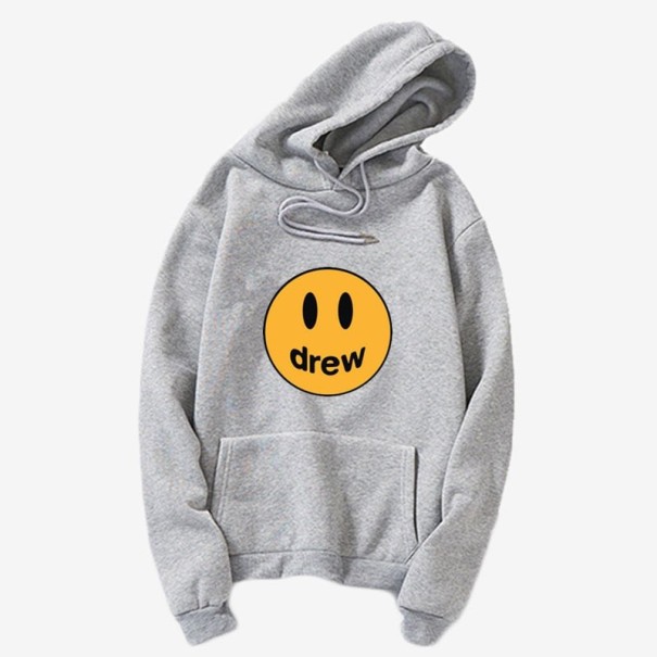 Damessweater met smiley print grijs S