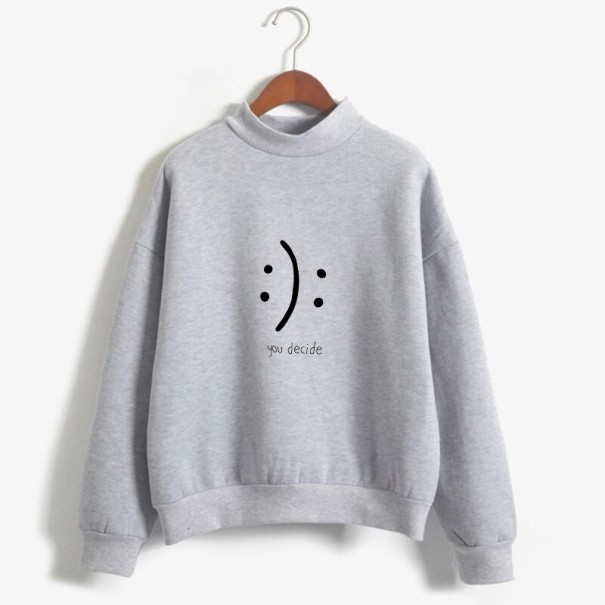Damessweater met smileygezicht grijs L