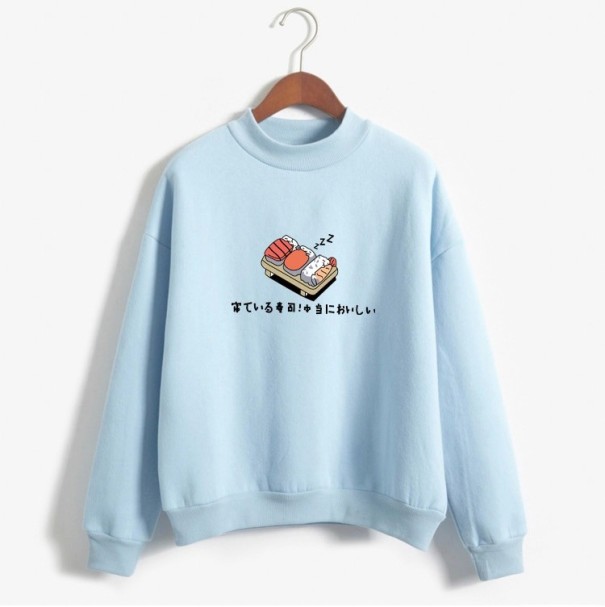 Damessweater met sushimotief lichtblauw S