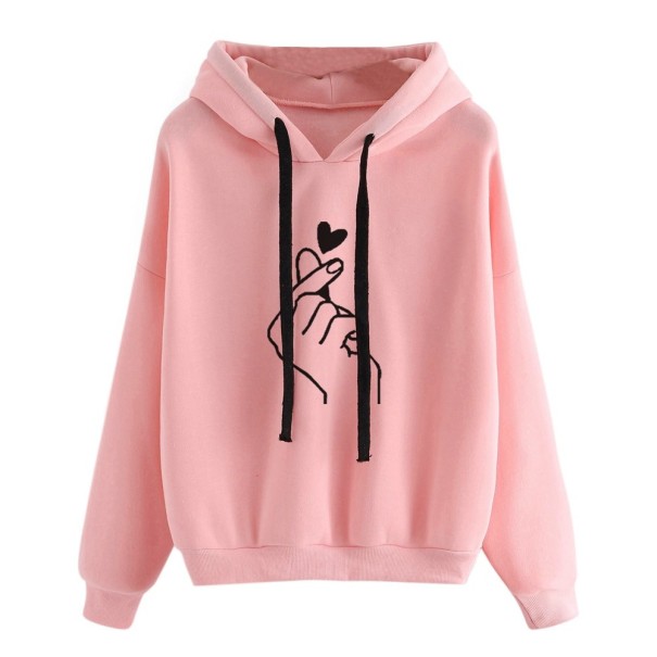 Damessweatshirt met handprint roze XL