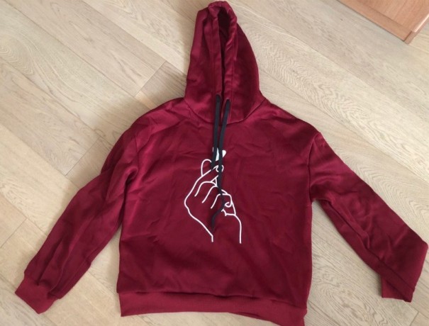 Damessweatshirt met handprint wijnrood M