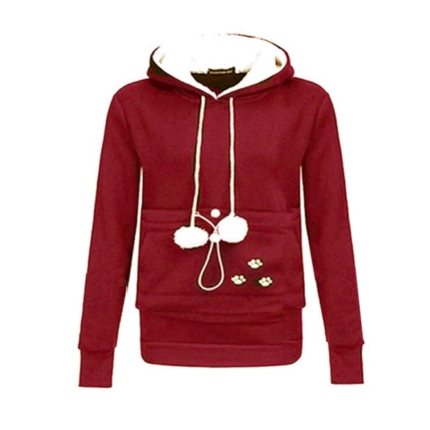 Damessweatshirt met kangoeroezak rood L