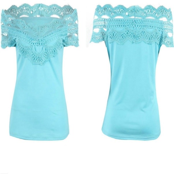 Damestop met kant A798 turquoise S