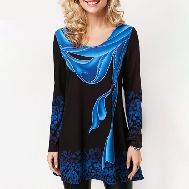 Damestop met patroon blauw 3XL