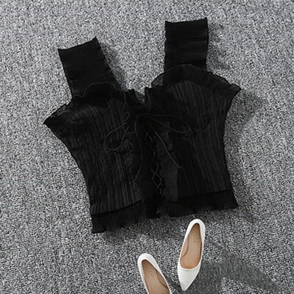 Damestop met veterdetail zwart M