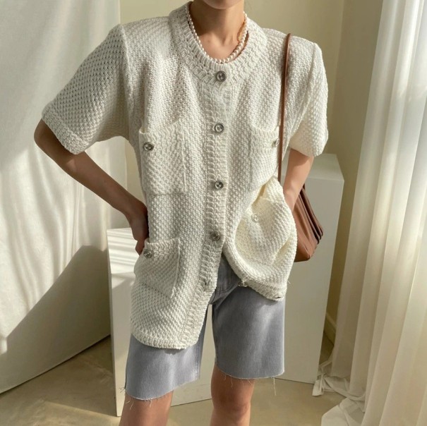 Damestrikcardigan P2435 hvid