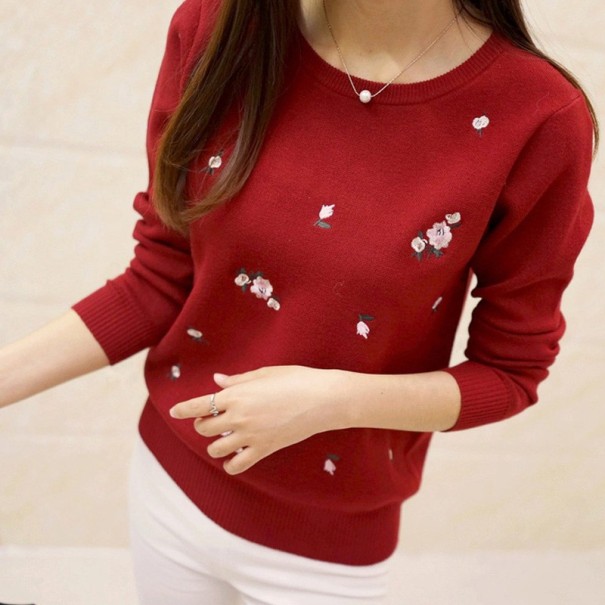 Damestrui met bloemen rood XS