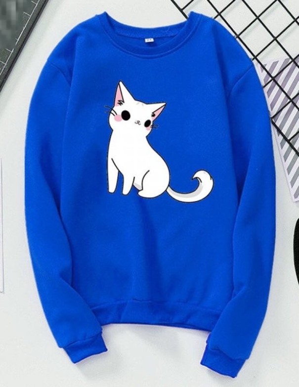 Damestrui met kattenprint blauw M