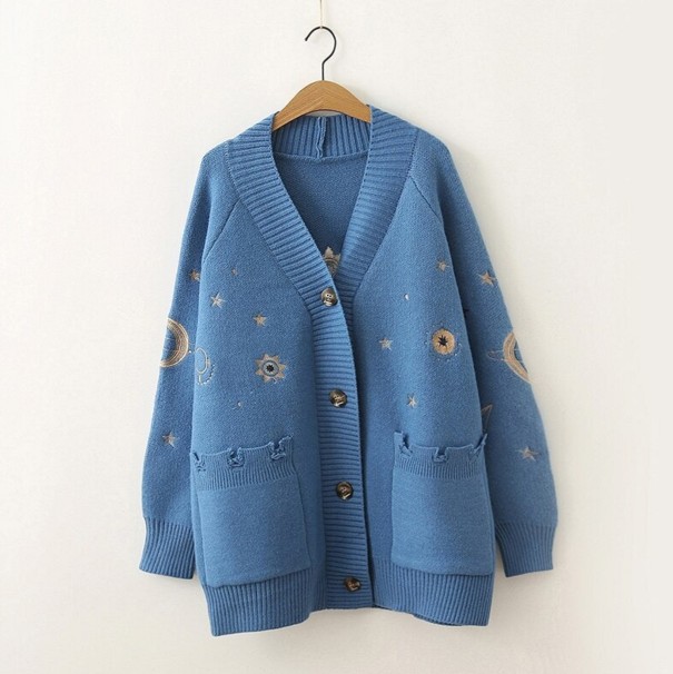 Damestrui met knopen en zakken A2331 blauw