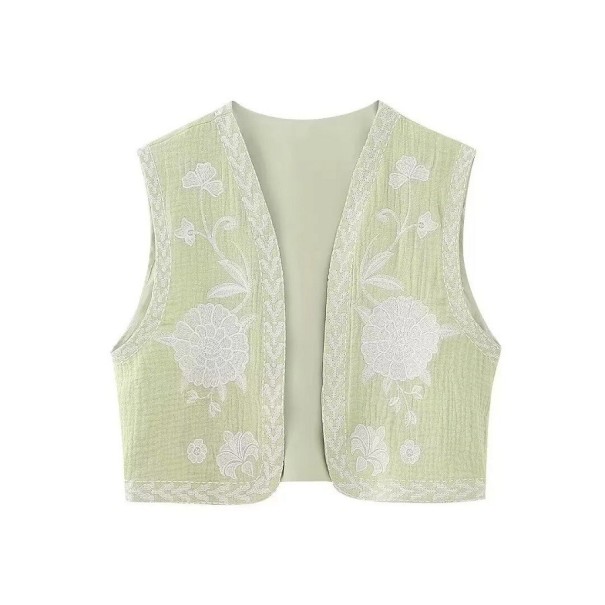 Damesvest met bloemen V149 crème S