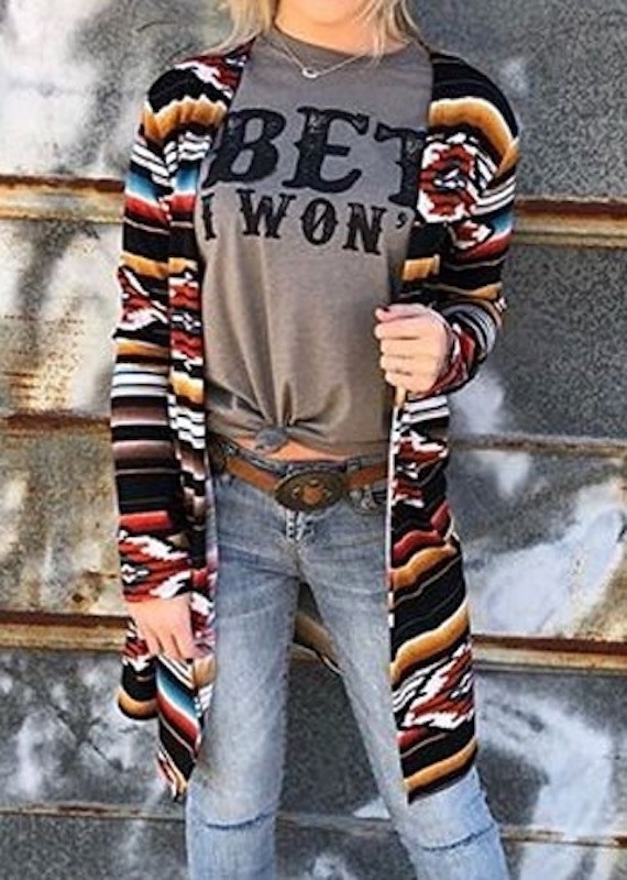 Damesvest met patroon L