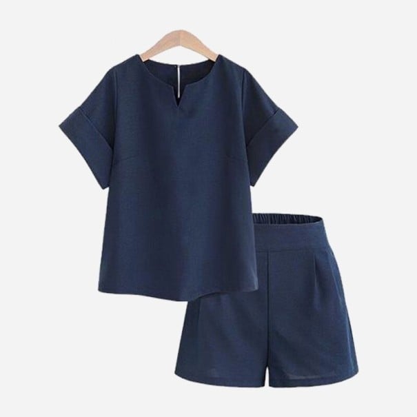 Dametop og shorts B937 mørkeblå XXL
