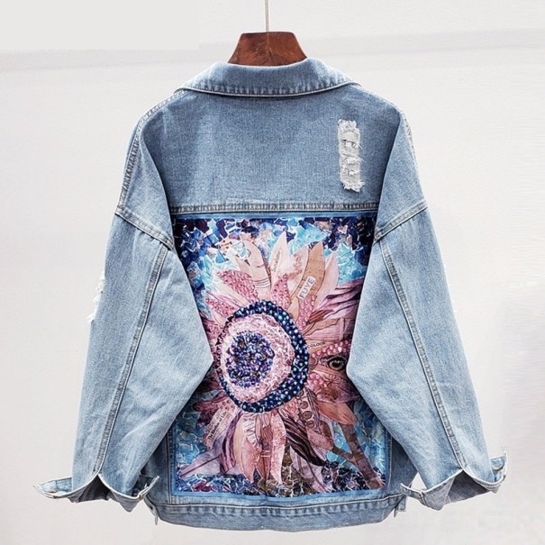 Dameudsmykket denimjakke S