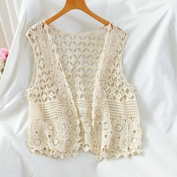 Damevest med blonder P1909 beige