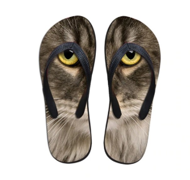 Damflipflops med kattmotiv