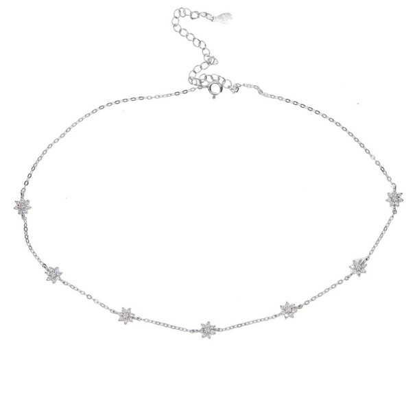 Damhalsband med blommor A1604 silver