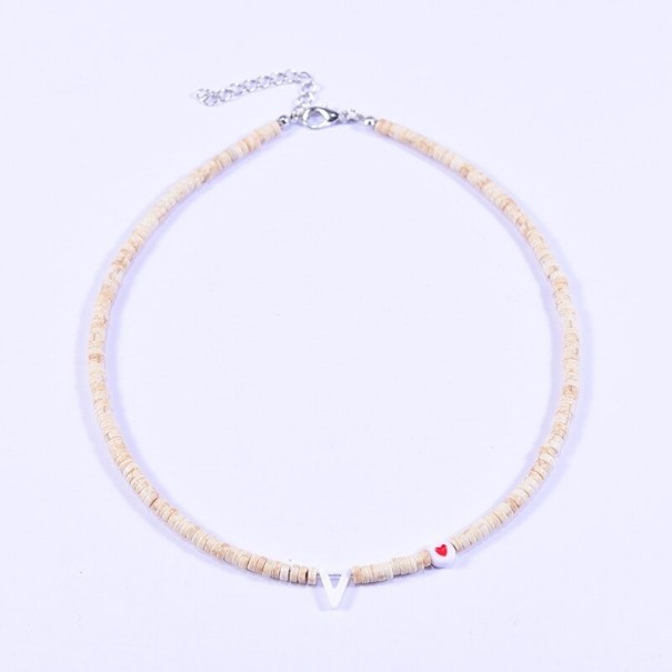 Damhalsband med bokstaven D226 vit N