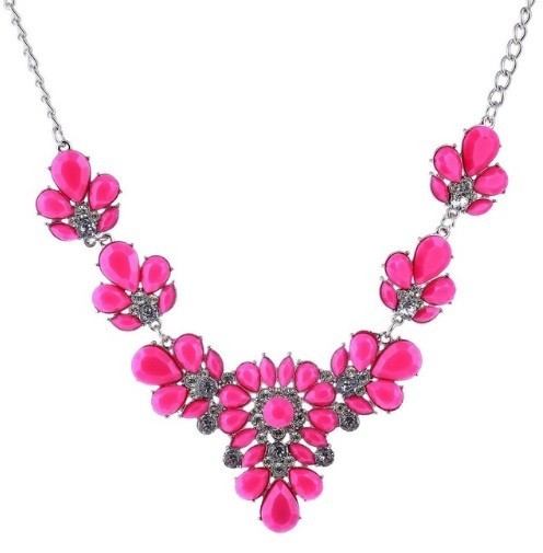 Damhalsband med färgglada blommor J843 rosa